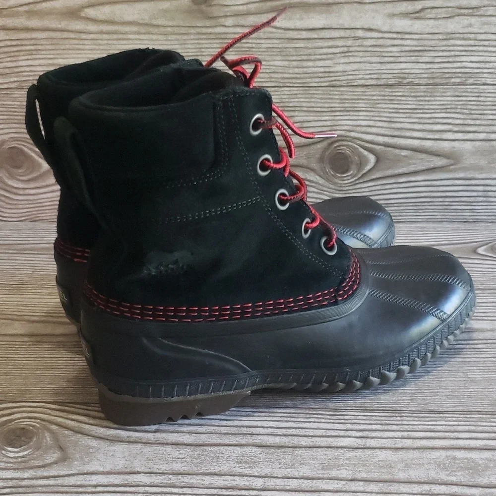 Sorel black suede and rubber waterproof mens lace up boots size 7